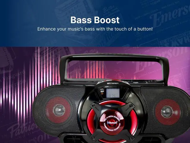 Alt view image 5 of 7 - EPB-3002 Portable Bluetooth, MP3/CD AM/FM Stereo Radio Cassette Player/Recorder with Subwoofer and USB Input Boombox