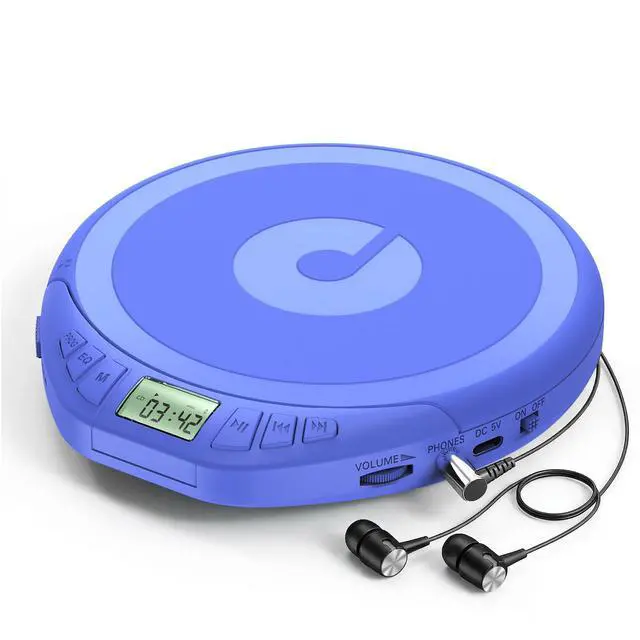 Main image of Portable CD Player with Earphones,Personal CD Discman Player | for Home Car with Anti-Skip Shockproof Protection, Small CD Player with LCD Display for Music Lovers