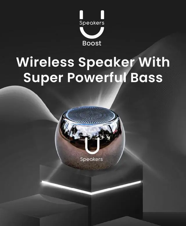 Alt view image 2 of 6 - U Boost Small Bluetooth Speaker with Subwoofer, Hematite | mini bluetooth speaker, IPX4 water resistant aluminum shell, TWS pairing, hands-free calling, selfie remote button