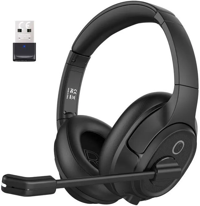 Main image of Bluetooth Headsets with Microphone & USB Dongle, 30 Hours Talk Time & 33ft Range, AI Environmental Noise Cancelling Mic, Over-Ear Wireless Headphone for PC/Laptop/Computer/Home/Work/Office/Zoom