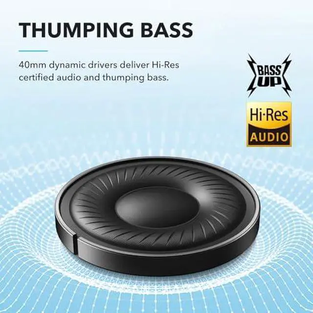 Alt view image 4 of 6 - by Anker Q20i Hybrid Active Noise Cancelling Headphones, with Headphones Case, Wireless Over-Ear Bluetooth, 40H Long ANC Playtime, Hi-Res Audio, Big Bass, Customize via an App
