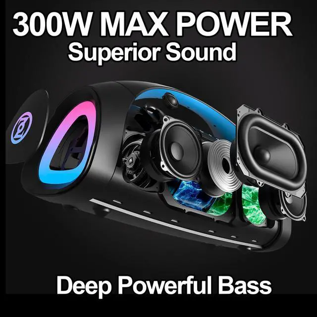 Alt view image 2 of 7 - OontZ Angle 3XL Ultra (2nd Gen) - Bluetooth Speaker, 300 Watts, High Quality Sound & Rich Full Bass, 100ft Wireless Range, Karaoke Mic, Beat Driven Light Show, Dual Pairing