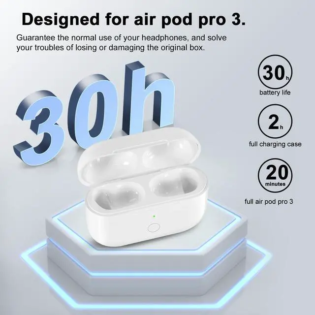 Alt view image 3 of 7 - Wireless Charging Case Replacement Compatible with AirPod Pro 3rd Generation,Air Pod Pro 3 Charger Case with Bluetooth Pairing Function, with USB-C Charging