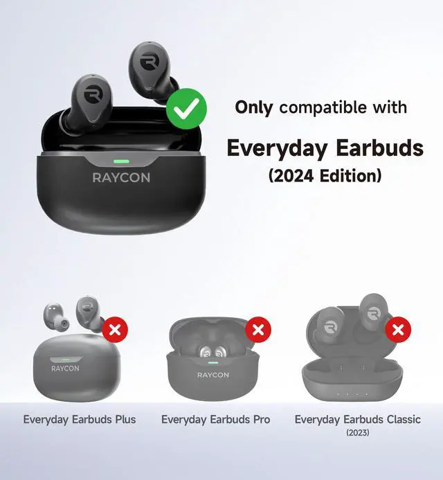 Alt view image 2 of 6 - Case for Raycon Everyday Earbuds (2024 Edition), Shockproof Magnetic Case for Raycon Bluetooth True Wireless in-Ear Buds Headphones, Protective Cover with Magnetic Lid Lock & Carabiner, Black