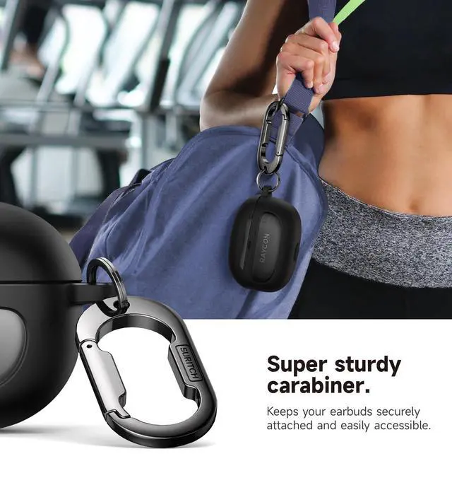 Alt view image 4 of 6 - Case for Raycon Everyday Earbuds (2024 Edition), Shockproof Magnetic Case for Raycon Bluetooth True Wireless in-Ear Buds Headphones, Protective Cover with Magnetic Lid Lock & Carabiner, Black