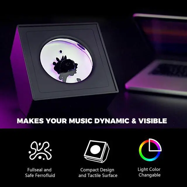 Alt view image 2 of 7 - Ferrofluid Music Visualizer, Dancing Sound SensitiveFerrofluid Speaker Music Mate, Decorative RGB Light Ferrofluid Display Desk Toy for Table, Bedroom, Office, Study, Science Gift