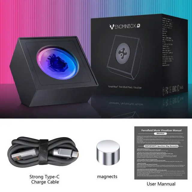 Alt view image 3 of 7 - Ferrofluid Music Visualizer, Dancing Sound SensitiveFerrofluid Speaker Music Mate, Decorative RGB Light Ferrofluid Display Desk Toy for Table, Bedroom, Office, Study, Science Gift
