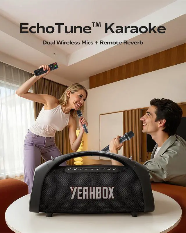 Alt view image 6 of 7 - Sonic Boom Max K Karaoke Speaker, 200W RMS Bluetooth Speaker | 200W RMS powerful audio, 3-way HiFi sound, smart EQ app, RGB lighting, IPX6 water resistance, 24-hour battery life