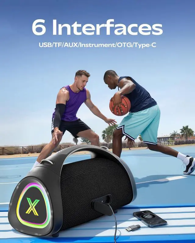 Alt view image 7 of 7 - Sonic Boom Max K Karaoke Speaker, 200W RMS Bluetooth Speaker | 200W RMS powerful audio, 3-way HiFi sound, smart EQ app, RGB lighting, IPX6 water resistance, 24-hour battery life