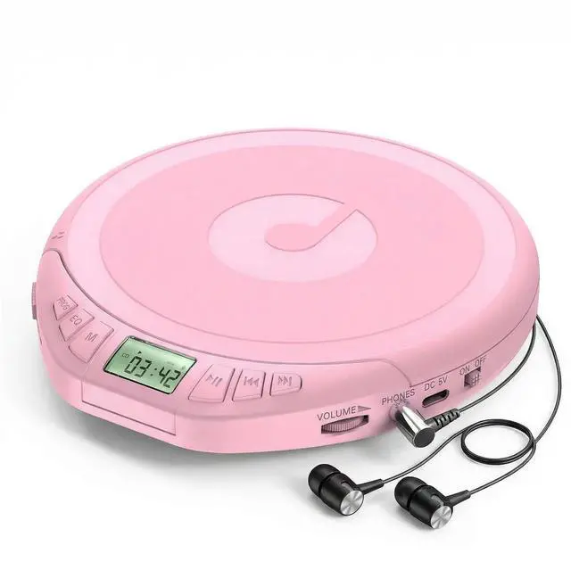 Main image of Portable CD Player with Earphones,Personal CD Discman Player | for Home Car with Anti-Skip Shockproof Protection, Small CD Player with LCD Display for Music Lovers