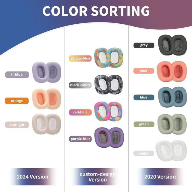 Alt view image 6 of 7 - mesh Fabric earpads for airpods max Ear Cushions,Compatible with airpods max Ear Pads(2024 Version),Noise Cancelling, Breathable,Magnetic mounting, not Falling Off (Gradient Purple)