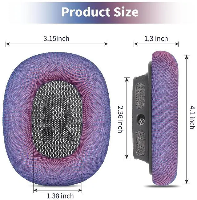 Alt view image 7 of 7 - mesh Fabric earpads for airpods max Ear Cushions,Compatible with airpods max Ear Pads(2024 Version),Noise Cancelling, Breathable,Magnetic mounting, not Falling Off (Gradient Purple)