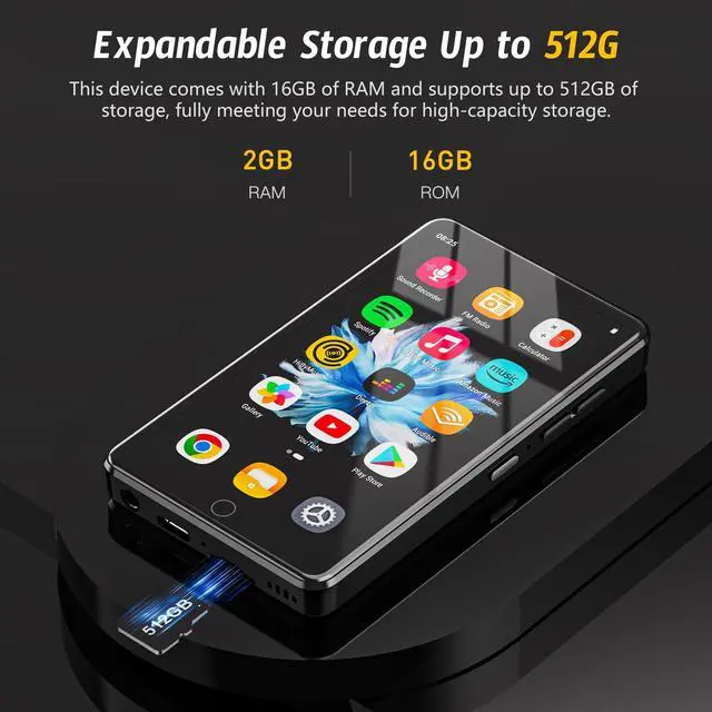 Alt view image 7 of 7 - MP3 Player with WiFi & Bluetooth, 4.02 IPS HD Touch Screen, MP4 Player with Speakers, Android Music Player Preloaded with Spotify, Deezer, Play Store
