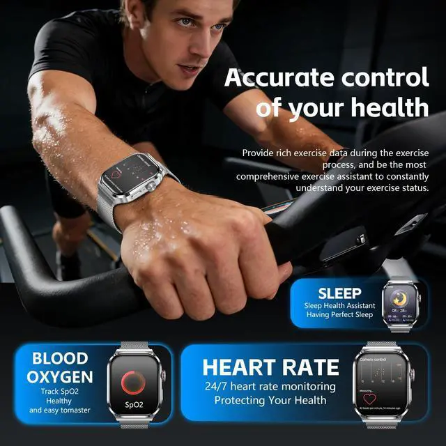 Alt view image 4 of 7 - AI Smart Watch with Voice Recorder, Transcribe & Summarize with AI for Meetings, App Control, Supports 135 Languages, 2.13" AMOLED Display, Health, Fitness & Sleep Tracker, 80+ Workout Modes, Silver