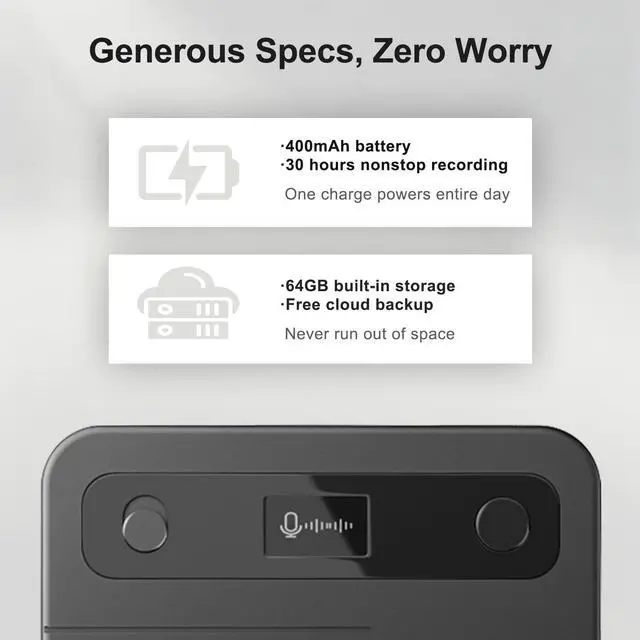 Alt view image 6 of 7 - Note Pro AI Voice Recorder, 64GB AI Recorder with Transcription, Real-Time Translate 100+ Languages, AI Meeting Minutes & Mind Maps, Magnetic Design, 400mAh Battery