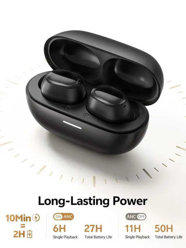 Alt view image 5 of 7 - MeloBuds A30 Aadptive Active Noise Cancelling Wireless Earbuds, 8 Mics ENC Clear Call Ear Buds, 60dB ANC Hi-Res Audio Bluetooth 6.0 Headphones, Comfort Lightweight, IPX5 Waterproof Earphone