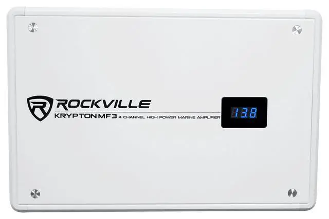 Alt view image 2 of 7 - Krypton MF3 White 4 Channel Marine Amplifier Boat Amp | 1600W Peak/400W RMS Dyno Certified, Class A/B, Bridgeable, Conformal Coated PCB, PA Mic, Adjustable Crossover, MOSFET