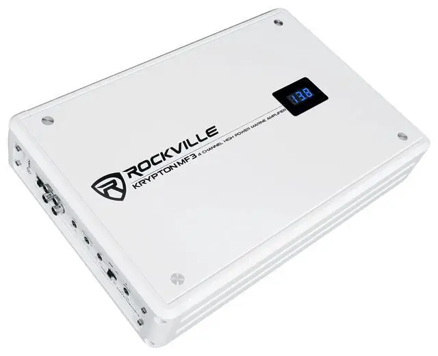 Alt view image 6 of 7 - Krypton MF3 White 4 Channel Marine Amplifier Boat Amp | 1600W Peak/400W RMS Dyno Certified, Class A/B, Bridgeable, Conformal Coated PCB, PA Mic, Adjustable Crossover, MOSFET