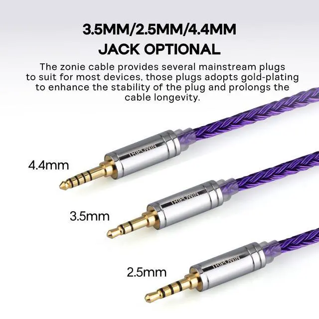 Alt view image 7 of 7 - Tripowin Zonie 16 Core Silver Plated IEM Cable, 2pin 0.78mm, 4.4mm | 1.25m SPC in Ear Monitor Wire, Earphone Upgraded Cords for 7hz Zero:2 Orchestra Lite Cadenza Hype4 Supermix4, Violet