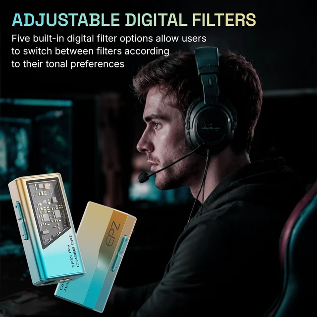 Alt view image 6 of 7 - TP35 PRO Mini Portable IEM DAC Hi-Fi Decoder Headphone Amplifier Dongle USB-C to 3.5/4.4mm Dual CS43198 Chips, Supports High-Resolution PCM 32bit/384khz DSD 256 Audio, EQ Adjustment and Mic Calls