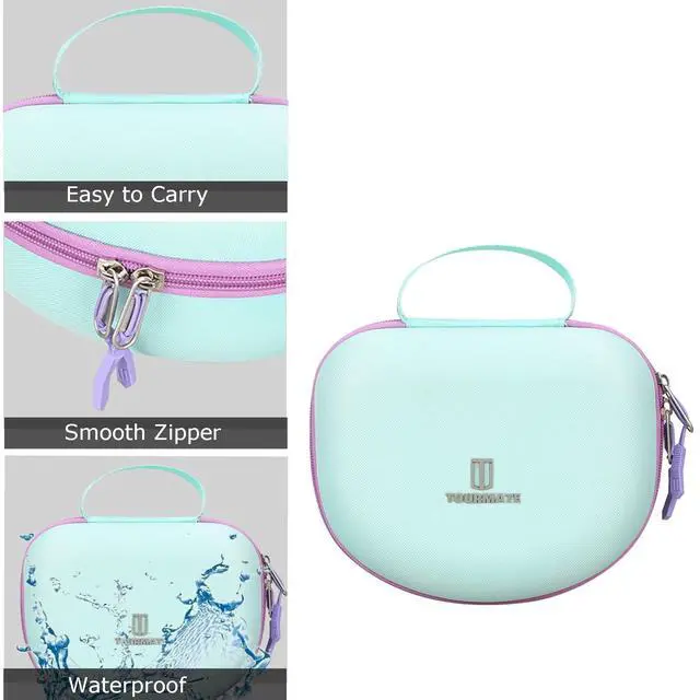 Alt view image 5 of 7 - Hard Travel Case for Riwbox CT-7 CT-7S / iClever HS01 / FosPower Cat Ear LED Light Kids Wireless Headphones, Protective Carrying Storage Bag (Purple&Green Box for Sale)