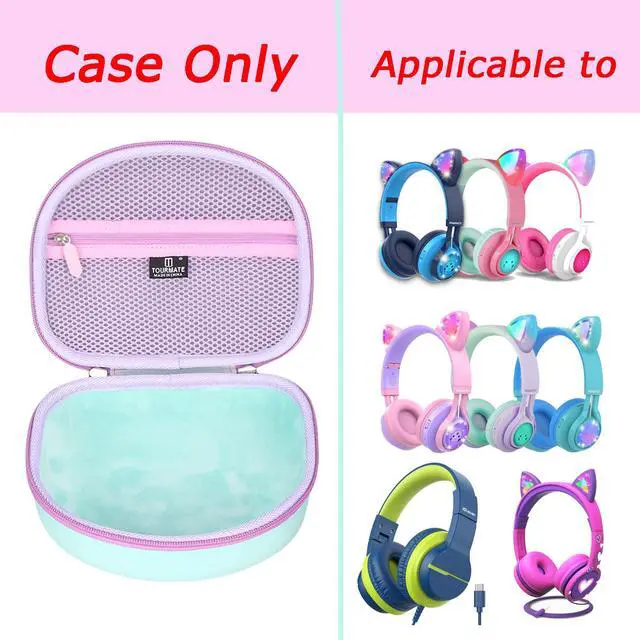 Alt view image 6 of 7 - Hard Travel Case for Riwbox CT-7 CT-7S / iClever HS01 / FosPower Cat Ear LED Light Kids Wireless Headphones, Protective Carrying Storage Bag (Purple&Green Box for Sale)