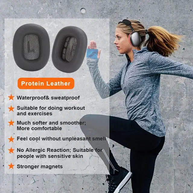 Alt view image 3 of 7 - Replacement Ear Cushions for AirPods Max 1, Space Gray | Protein Leather Covered, Memory Foam, Magnet