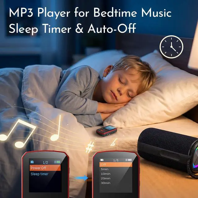 Alt view image 7 of 7 - 64GB Clip MP3 Player with Bluetooth 5.3 Auto-Reconnect, Weighs 1 oz | Physical Button Controls for Sports Running, Resume Playback, FM Radio, Voice Recorder, Sleep Timer, Up to 128GB microSD Card