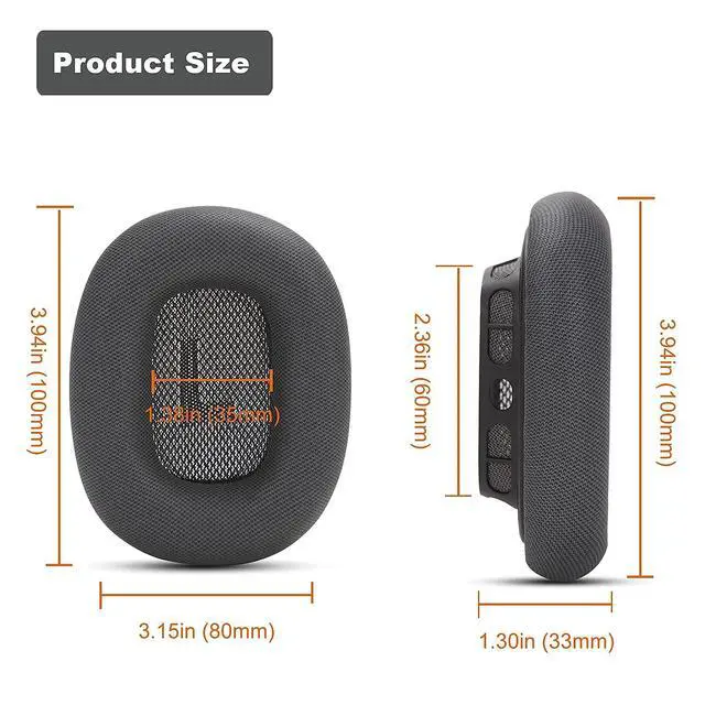 Alt view image 5 of 7 - Replacement Ear Cushions for AirPods Max 1, Space Gray | Protein Leather Covered, Memory Foam, Magnet