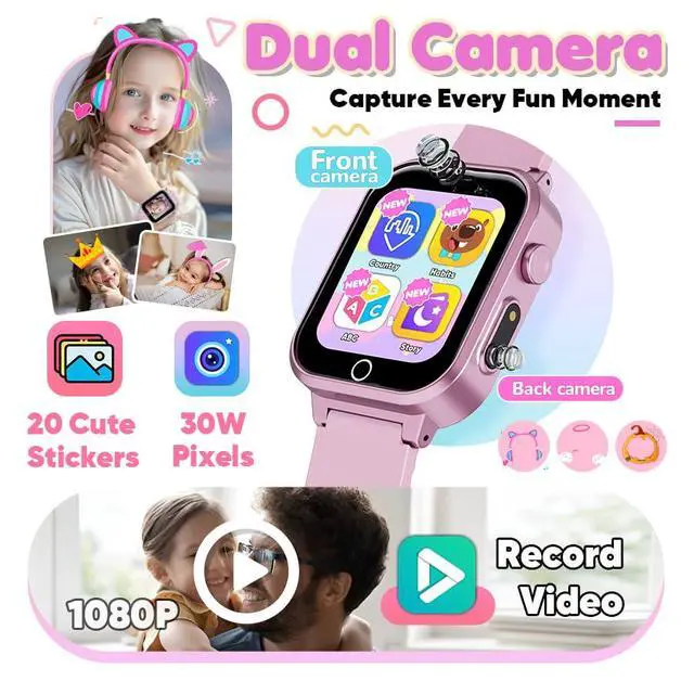 Alt view image 2 of 7 - Kids Smart Watch for Girls Age 3-12 with 35 Puzzle Games, HD TouchScreen Smart Watch for Kids with Dual Camera, Video Player, Learning Card, Toddler Christmas Birthday Gifts Toy for Girls 5 6 7 8 9 10