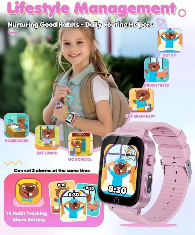 Alt view image 4 of 7 - Kids Smart Watch for Girls Age 3-12 with 35 Puzzle Games, HD TouchScreen Smart Watch for Kids with Dual Camera, Video Player, Learning Card, Toddler Christmas Birthday Gifts Toy for Girls 5 6 7 8 9 10