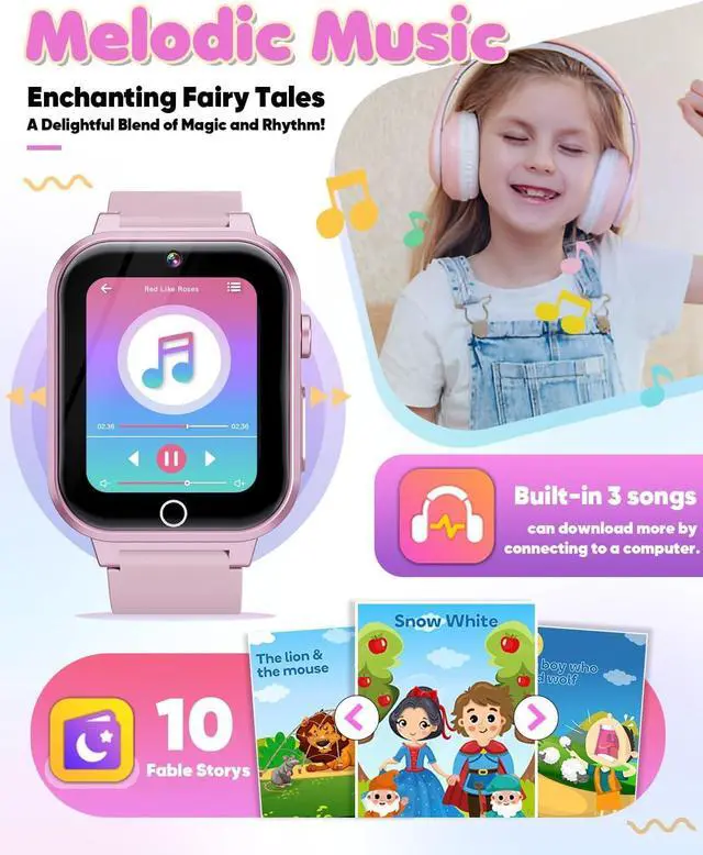 Alt view image 5 of 7 - Kids Smart Watch for Girls Age 3-12 with 35 Puzzle Games, HD TouchScreen Smart Watch for Kids with Dual Camera, Video Player, Learning Card, Toddler Christmas Birthday Gifts Toy for Girls 5 6 7 8 9 10