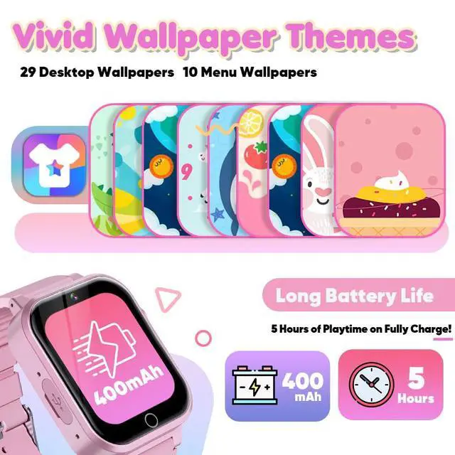 Alt view image 7 of 7 - Kids Smart Watch for Girls Age 3-12 with 35 Puzzle Games, HD TouchScreen Smart Watch for Kids with Dual Camera, Video Player, Learning Card, Toddler Christmas Birthday Gifts Toy for Girls 5 6 7 8 9 10