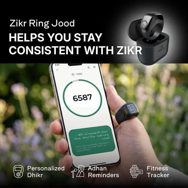 Alt view image 4 of 7 - Zikr Ring Jood | Improved, Smart Tasbih Ring (Interchangeable Ring Sizes) (Black)