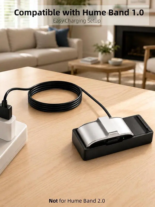 Alt view image 3 of 7 - Charger Compatible with Hume Band 1.0, USB-A Replacement Charging Dock | 3.3FT/1M Cable for Hume Health Band, Charge Without Removing the Strap, Portable Travel Charger Stand for Hume Band 1.0 Black