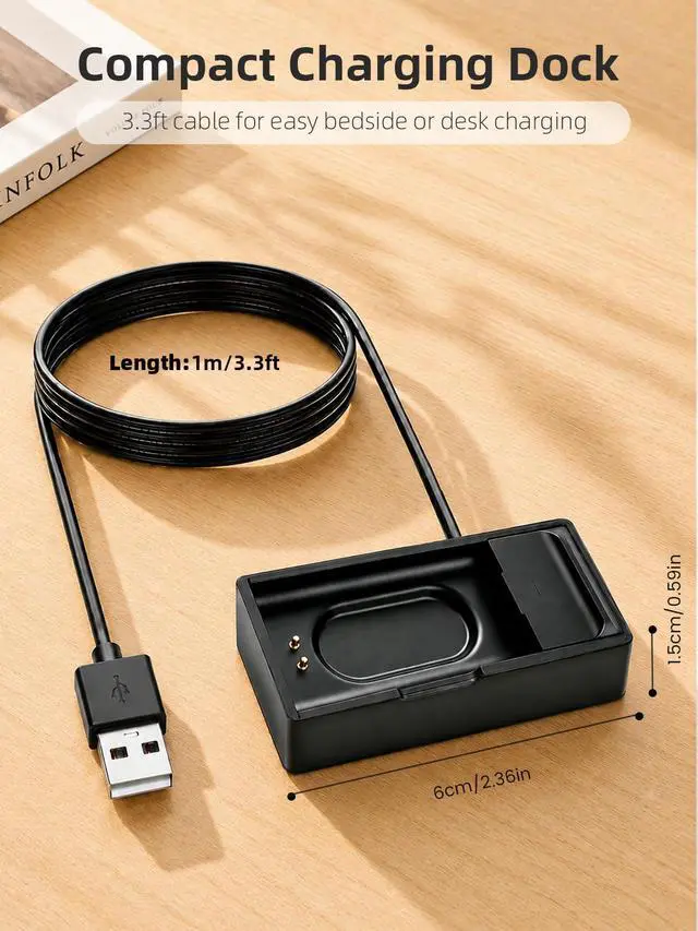 Alt view image 6 of 7 - Charger Compatible with Hume Band 1.0, USB-A Replacement Charging Dock | 3.3FT/1M Cable for Hume Health Band, Charge Without Removing the Strap, Portable Travel Charger Stand for Hume Band 1.0 Black