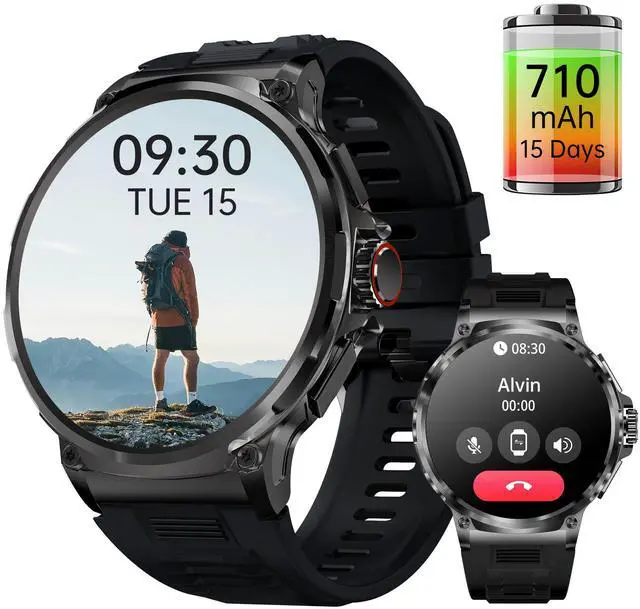 Main image of Smart Watch for Men 1.85" Big Screen Sport Fitness Tracker (Black) | IP67 Waterproof, 710mAh Large Battery, Bluetooth Call, Heart Rate, Outdoor Step Tracker Watch Compatible for iPhone Android