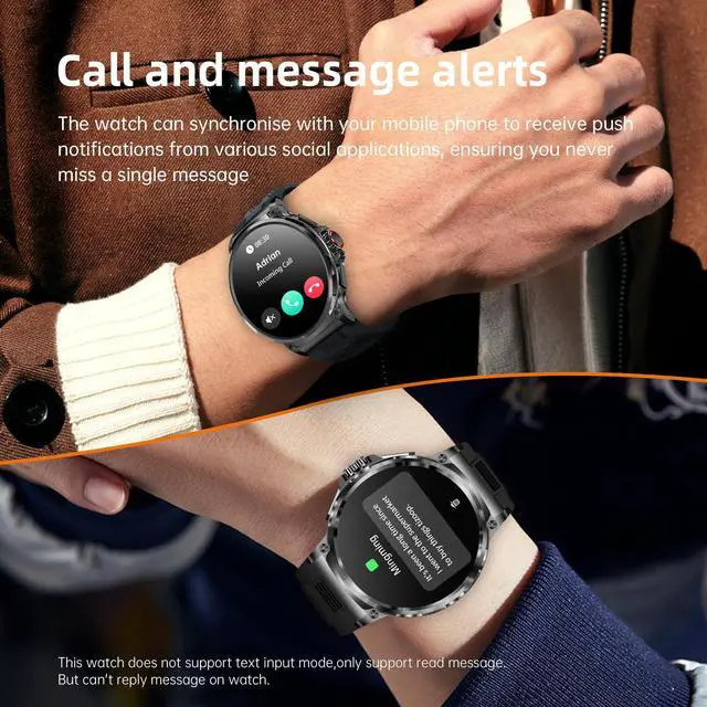 Alt view image 2 of 7 - Smart Watch for Men 1.85" Big Screen Sport Fitness Tracker (Black) | IP67 Waterproof, 710mAh Large Battery, Bluetooth Call, Heart Rate, Outdoor Step Tracker Watch Compatible for iPhone Android
