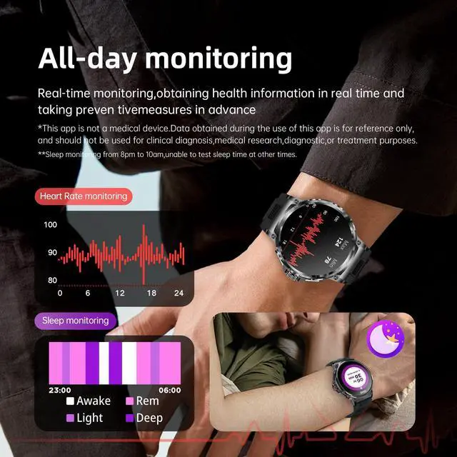 Alt view image 4 of 7 - Smart Watch for Men 1.85" Big Screen Sport Fitness Tracker (Black) | IP67 Waterproof, 710mAh Large Battery, Bluetooth Call, Heart Rate, Outdoor Step Tracker Watch Compatible for iPhone Android
