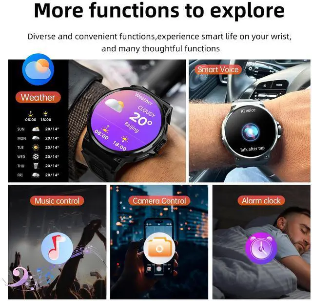 Alt view image 6 of 7 - Smart Watch for Men 1.85" Big Screen Sport Fitness Tracker (Black) | IP67 Waterproof, 710mAh Large Battery, Bluetooth Call, Heart Rate, Outdoor Step Tracker Watch Compatible for iPhone Android