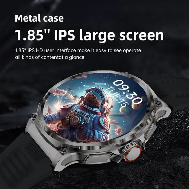 Alt view image 7 of 7 - Smart Watch for Men 1.85" Big Screen Sport Fitness Tracker (Black) | IP67 Waterproof, 710mAh Large Battery, Bluetooth Call, Heart Rate, Outdoor Step Tracker Watch Compatible for iPhone Android