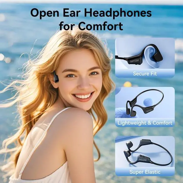 Alt view image 2 of 7 - Bone Conduction Headphones, Wireless Bluetooth 5.4 Open Ear Headphones,with Mic,15H Playtime,IPX6 Waterproof Sports Headset,for Running,Cycling,Workouts, Outdoor Sports (Black)