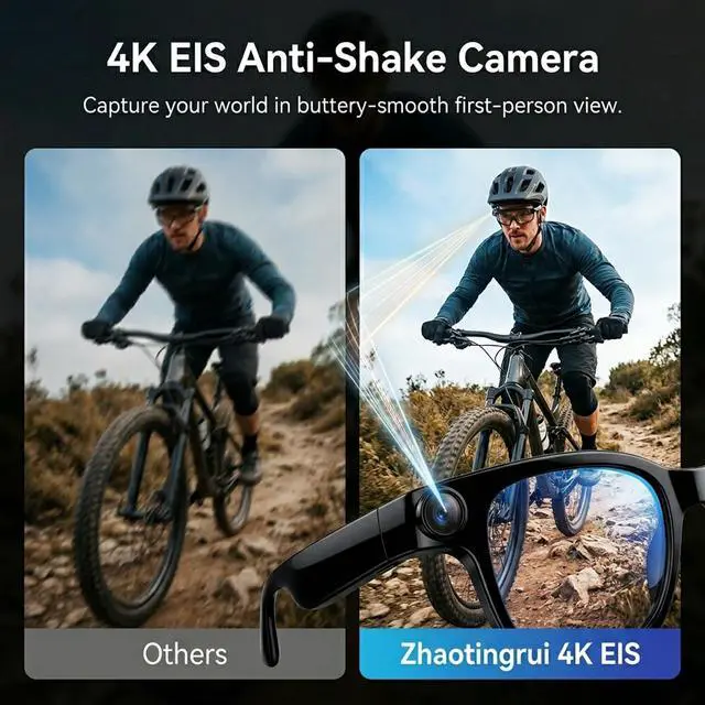 Alt view image 2 of 7 - AI Smart Glasses Camera, 4K EIS Anti-Shake Photo & Photochromic | Real-Time Translation, Object Recognition, Voice Assistant, Open-Ear BT, 4K Video Recording, Photochromic & Extra Lenses