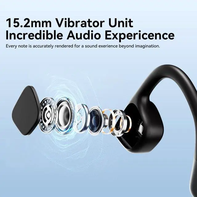 Alt view image 5 of 7 - Bone Conduction Headphones, Wireless Bluetooth 5.4 Open Ear Headphones,with Mic,15H Playtime,IPX6 Waterproof Sports Headset,for Running,Cycling,Workouts, Outdoor Sports (Black)