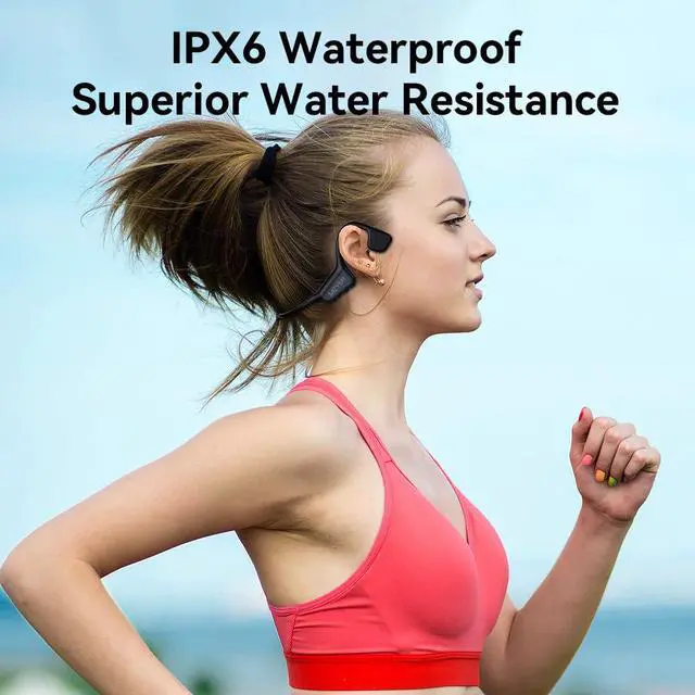 Alt view image 6 of 7 - Bone Conduction Headphones, Wireless Bluetooth 5.4 Open Ear Headphones,with Mic,15H Playtime,IPX6 Waterproof Sports Headset,for Running,Cycling,Workouts, Outdoor Sports (Black)