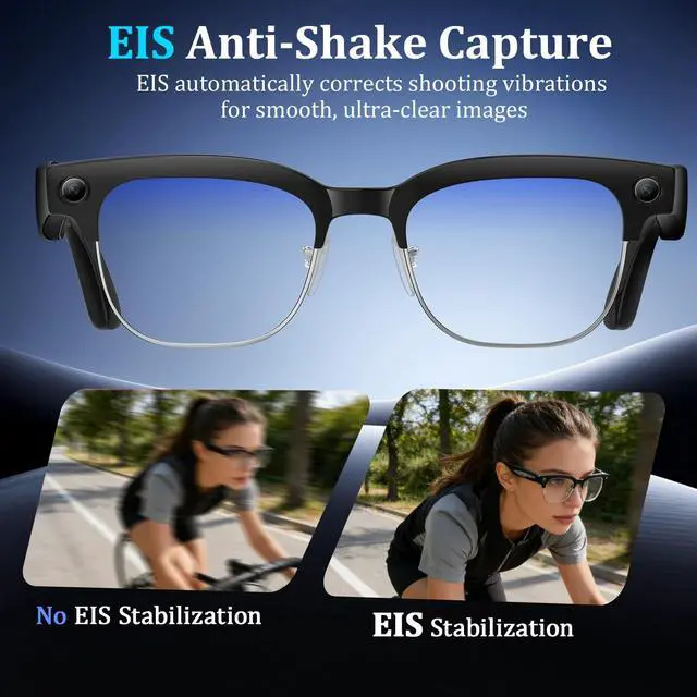 Alt view image 3 of 7 - AI Smart Glasses with Camera, 8MP Anti-Shake Bluetooth Camera Glasses | 1080P Video Recording Dual Mic Noise Reduction, Real Time Translation&Simultaneous Interpretation, 290mAh Capacity(W630)
