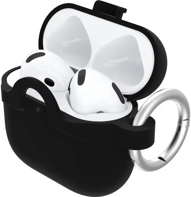 Main image of Soft Touch Case for AirPods 4th Gen - Black Crystal | 360-Degree Drop & Scratch Protection, Grippy Soft Touch Material, Wireless Charging Compatible, Carabiner Included