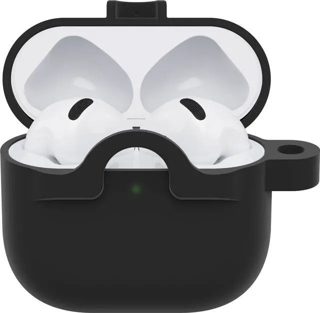 Alt view image 3 of 6 - Soft Touch Case for AirPods 4th Gen - Black Crystal | 360-Degree Drop & Scratch Protection, Grippy Soft Touch Material, Wireless Charging Compatible, Carabiner Included