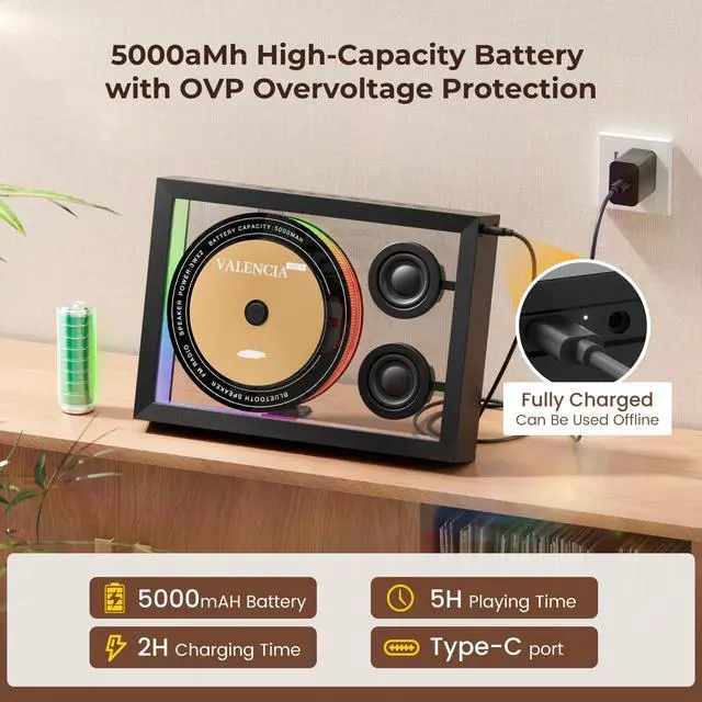 Alt view image 6 of 7 - Vertical CD Player with Bluetooth 5.3,HiFi Speakers CD Player for Wall Home | FM Redio/Remote Control/RGB Light/TF Card/AUX Supported,5000mAH Battery Rechargeable Music Player