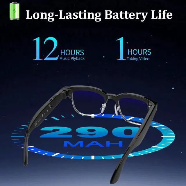 Alt view image 7 of 7 - AI Smart Glasses with Camera, 8MP Anti-Shake Bluetooth Camera Glasses | 1080P Video Recording Dual Mic Noise Reduction, Real Time Translation&Simultaneous Interpretation, 290mAh Capacity(W630)